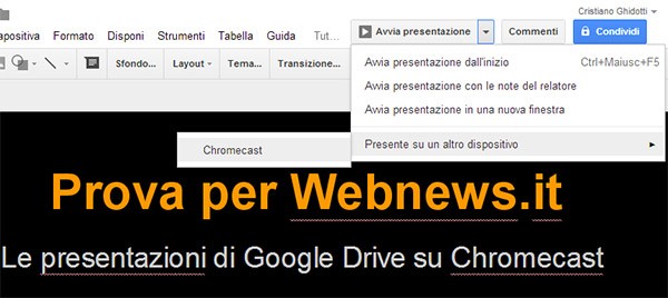 Da oggi è possibile vedere le presentazioni salvate in Google Drive sul televisore, grazie a Chromecast