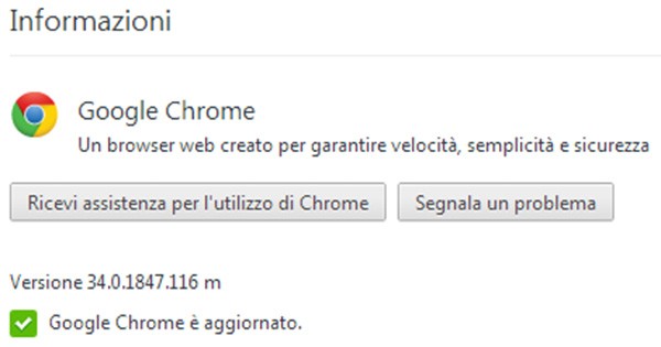 L'aggiornamento a Chrome 34 è già disponibile per il download