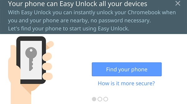 La funzionalità Easy Unlock su Chrome OS, che sostituirà l'utilizzo della password per l'accesso al sistema operativo