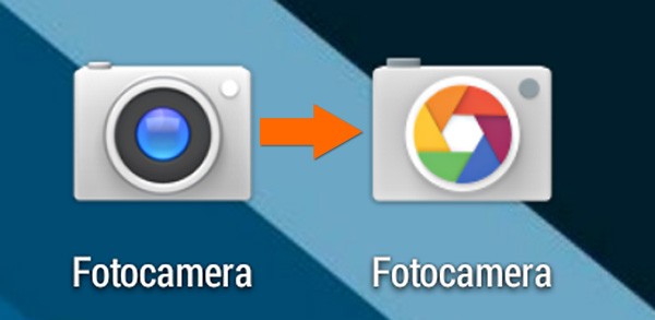 La vecchia icona dell'app Fotocamera (a sinistra) e quella nuova (a destra)