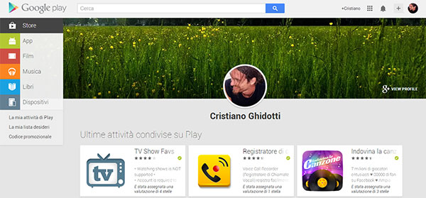 La sezione "Le mie attività" introdotta oggi da Google sulla versione Web della piattaforma Play Store