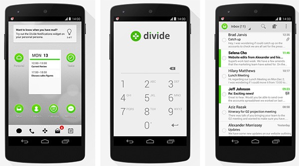 Screenshot per la versione Android dell'applicazione Divide