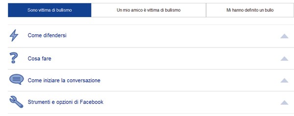 Il form dedicato alle azioni da intraprendere in caso di bullismo o cyberbullismo. Facebook ha preparato, insieme a degli esperti, una serie di opzioni con suggerimenti che vanno oltre l'ambiente del social network.