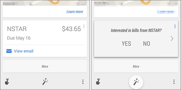La nuova scheda di Google Now che ricorda agli utenti le scadenze per pagare le bollette