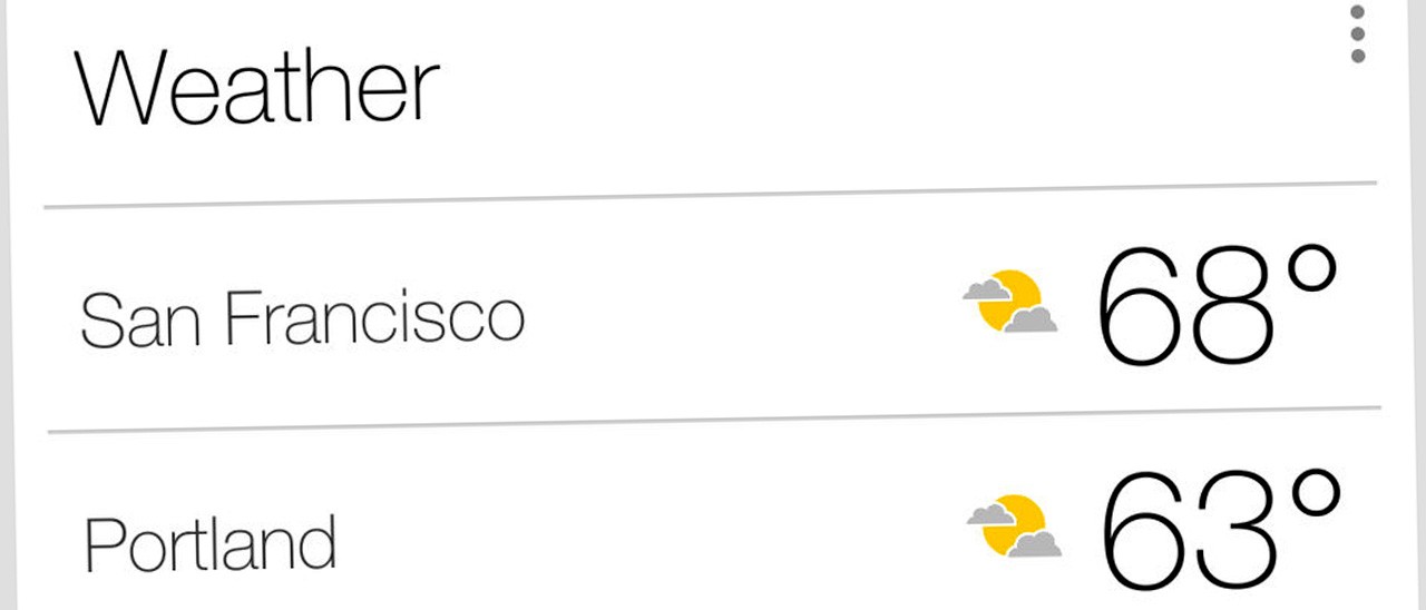 Nuova scheda per il meteo di Google Now