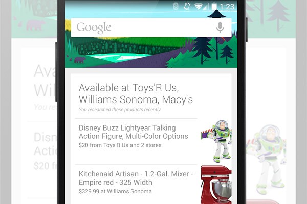L'assistente Google Now segnala i negozi nelle vicinanze dove è possibile acquistare i prodotti cercati online