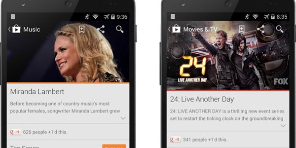 La nuova interfaccia delle schede nelle sezioni Film e Libri di Google Play Store