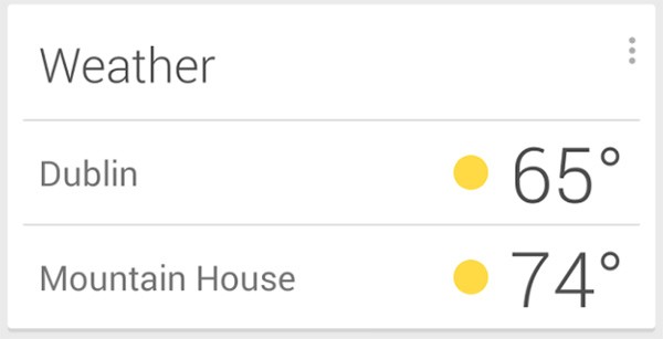 Ecco il nuovo design della scheda Google Now che mostra le condizioni meteo