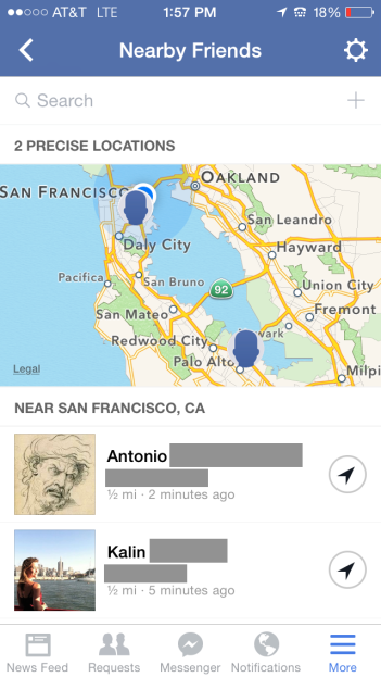 Il pulsante + per gli inviti e il campo per la ricerca degli amici.