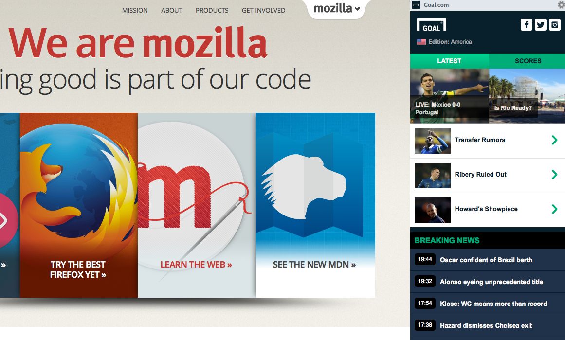 Goal.com in Firefox 30
