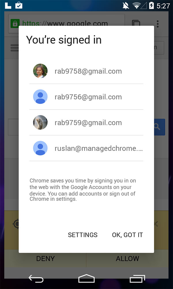 Uno dei primi screenshot per la "L release" di Android
