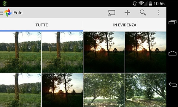 Il pulsante "Cast" introdotto nell'applicazione Google+ Foto