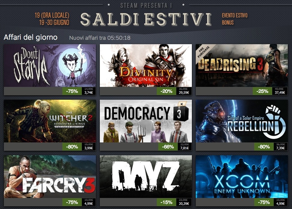 Saldi Steam estivi 2014: si parte con The Witcher 2 all’80% e Far Cry 3 al 75%