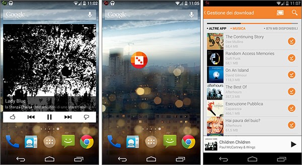 Le novità di Google Play Music su Android: widget ridimensionabile, widget 1x1"Mi sento fortunato" e gestione dei download