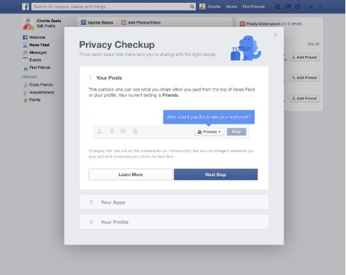 Facebook privacy checkup