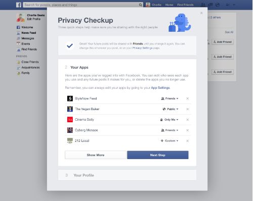 Facebook privacy checkup