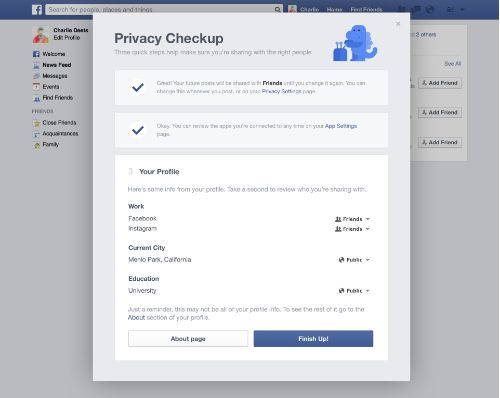 Facebook privacy checkup
