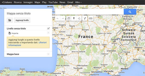 L'interfaccia per la creazione di una nuova mappa all'interno del tool Le mie mappe