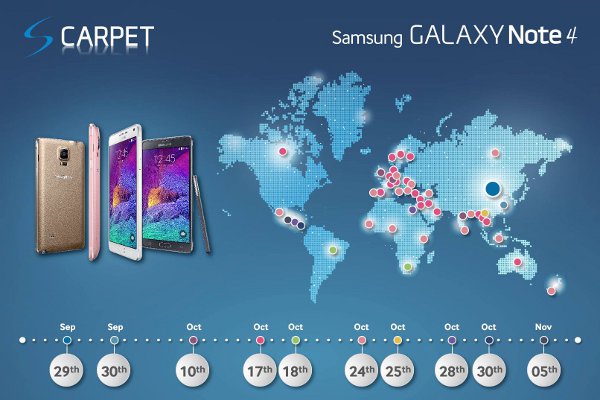 Samsung Galaxy Note 4, lancio in diversi Paesi globali