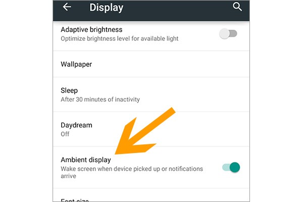 La nuova funzionalità Ambient Display inserita da Google tra le impostazioni dello schermo su Android 5.0 Lollipop