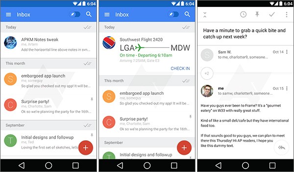 Screenshot per l'interfaccia di Google Bigtop su smartphone