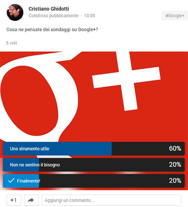 Ecco come compaiono i sondaggi creati e condivisi su Google+