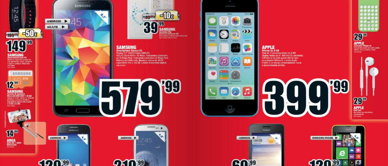 Volantino Mediaworld, Apple iPhone 5C a 399 euro