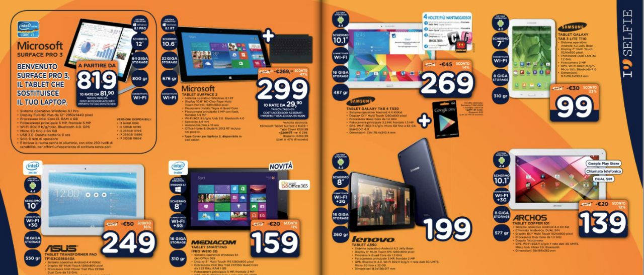 Volantino Unieuro, Surface 2 con Type Cover a 299€