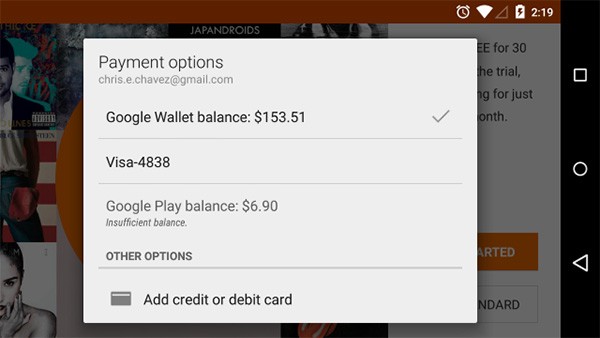 È ora possibile utilizzare il credito Google Play per pagare la sottoscrizione a Play Music Unlimited e gli abbonamenti di Play Edicola