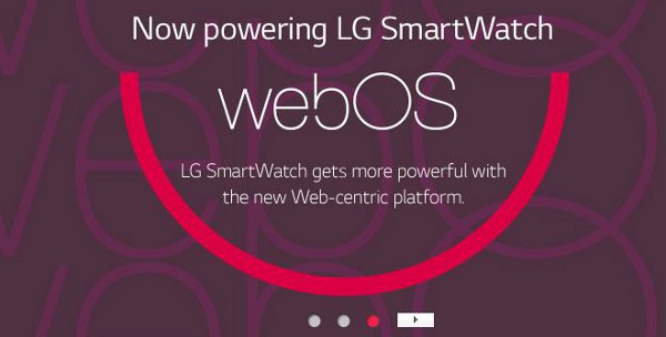webOS su smartwatch LG, una diapositiva apparsa sul sito web dell'azienda