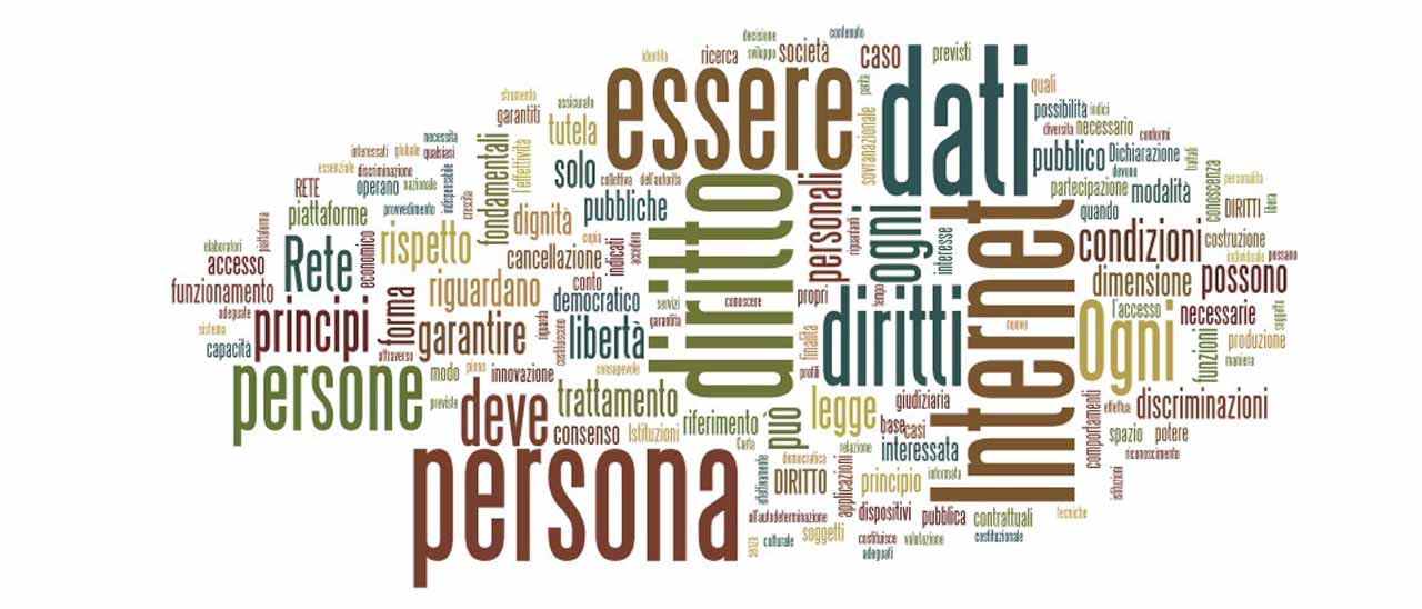 Le parole più usate nella Dichiarazione dei Diritti in Internet