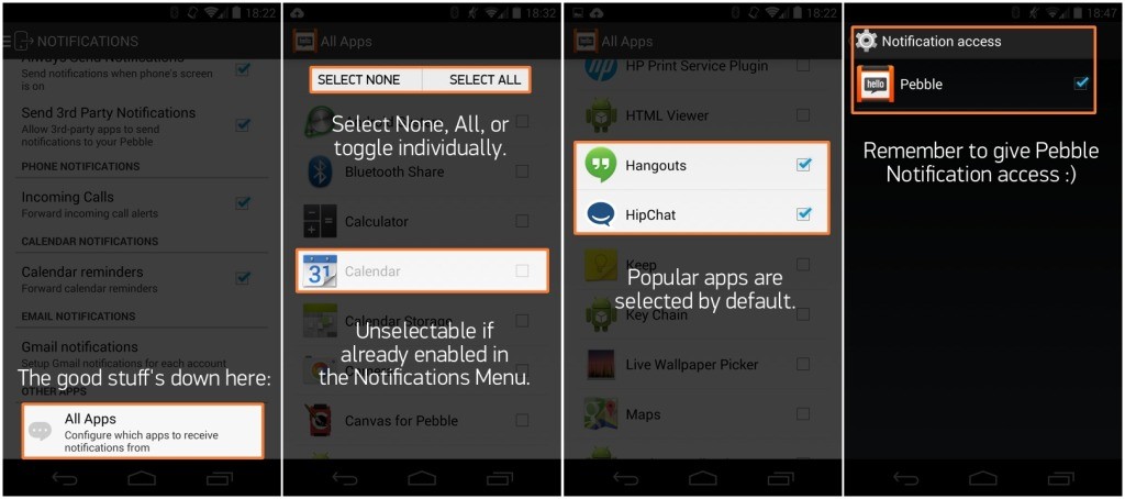 Notifiche in Pebble per Android.