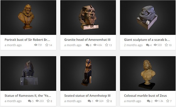 I modelli 3D delle opere ospitate dal British Museum in download sulle pagine di Sketchfab