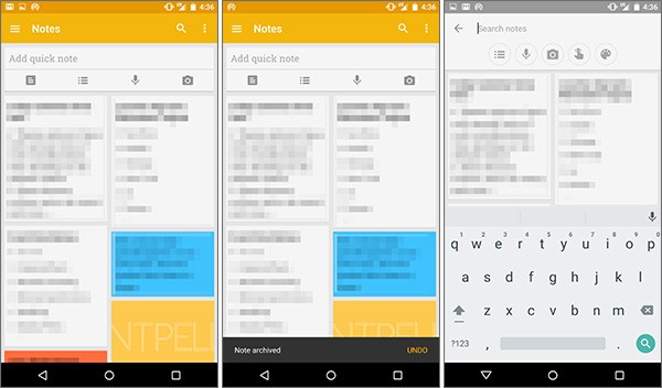 Screenshot per la versione 3.0 di Google Keep su smartphone Android