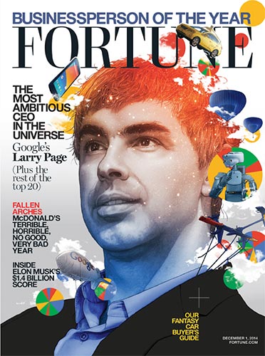 La copertina di Fortune dedicata a Larry Page, eletto "Business person of the year"