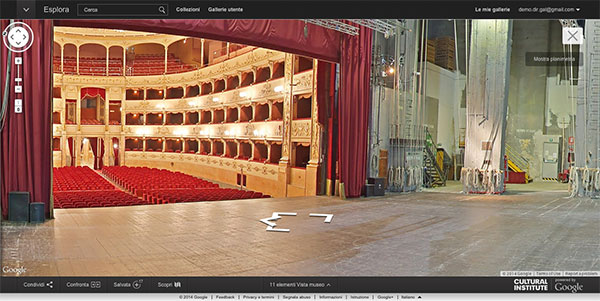 Dietro le quinte del Sipario Storico, nel Teatro della Pergola, con Google Street View