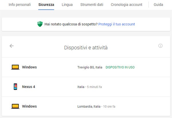 La nuova dashboard "Dispositivi e attività" introdotta da Google per aiutare gli utenti nel mantenere sicuri i propri dati
