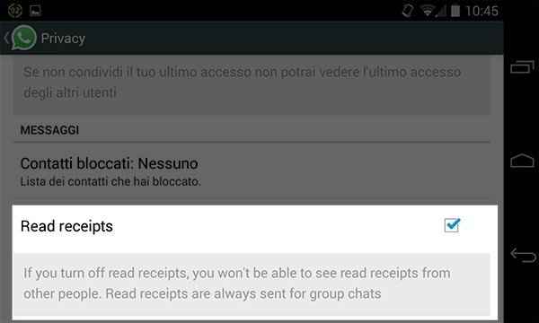 WhatsApp: l'opzione per disattivare la doppia spunta blu nella beta
