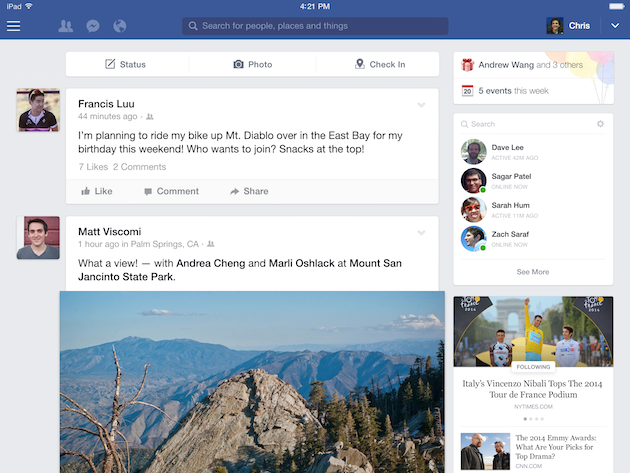 Facebook per iPad