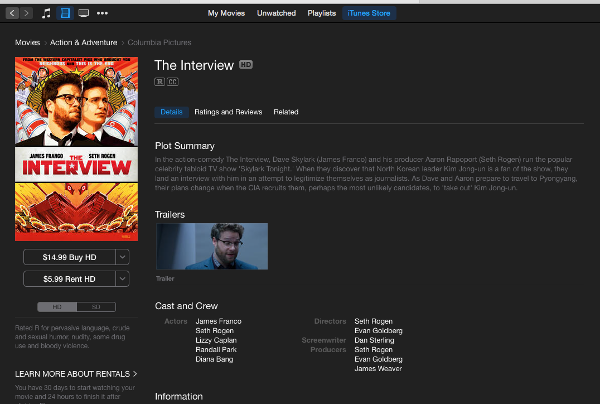 The Interview su iTunes Store