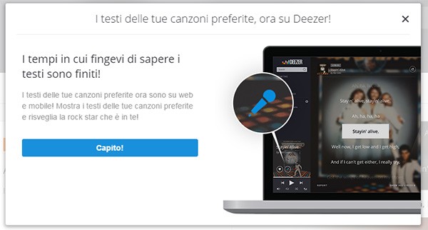 Deezer mostra i testi delle canzoni ascoltate