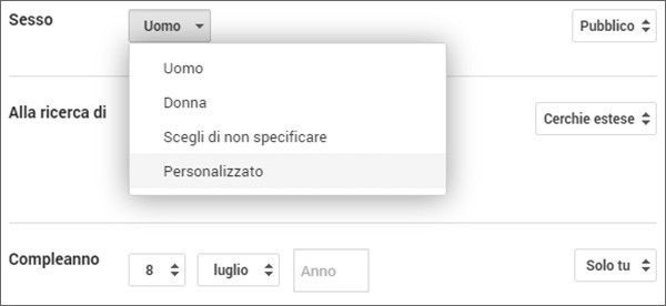 La nuova opzione per definire il proprio sesso su Google+