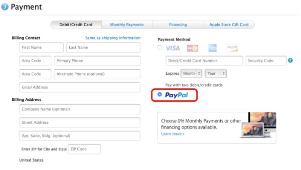 Negli Online Store di Apple si paga con PayPal