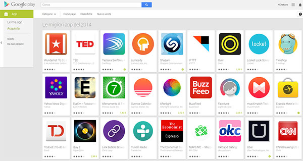 Le migliori applicazioni Android del 2014 secondo Google