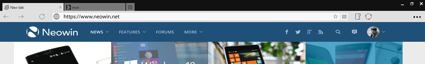 L'interfaccia del browser Spartan per Windows 10.