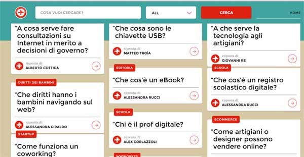 Il sito Italiani Digital è stato realizzato da Telecom Italia, socio sostenitore dei Digital Champion. La sua funzionalità è espressamente web-based e Q&A, intervenendo sulla fascia della popolazione meno adusa alle tecnologie. Ma comunque con un pc o uno smartphone.