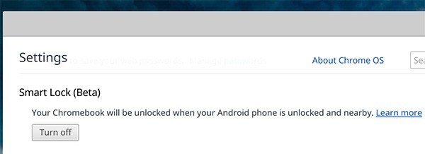 La funzionalità Smart Lock può essere attivata o disattivata su un Chromebook con Chrome OS 40