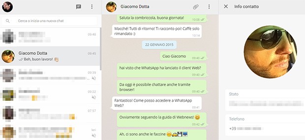 WhatsApp Web permette di consultare le informazioni dei propri contatti