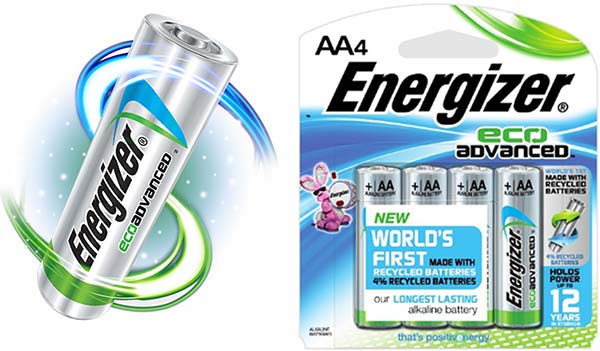 Le nuove batterie Energizer EcoAdvanced, realizzate con il 4% di materiale riciclato