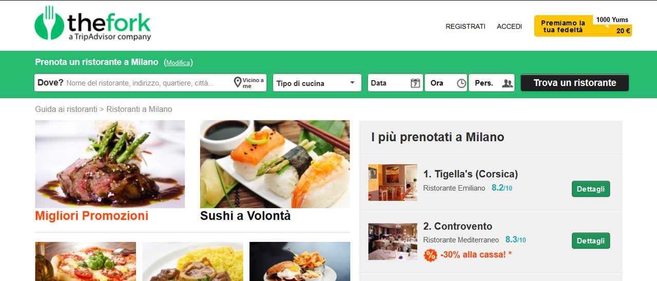 TheFork sbarca in Italia con Tripadvisor